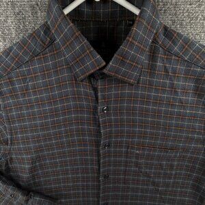 Lanvin Flannel Blue Button Up Shirt Long Sleeve Cotton Blend Size 100 (large)